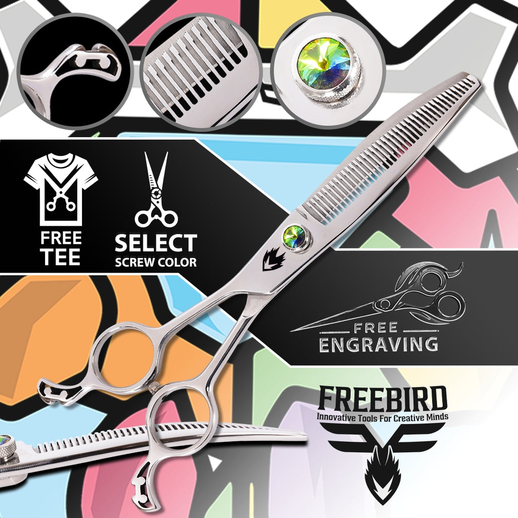 BoneZ™ Left Handed Curved Fine 41T" Grooming Thinning Shears
