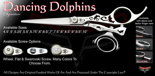 Dancing Dolphins Double Swivel Thumb Signature Hair Shears