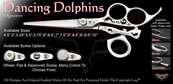 Dancing Dolphins 3 Hole Swivel Thumb Signature Hair Shears