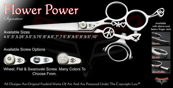 Flower Power 3 Hole Double Swivel Thumb Signature Hair Shears