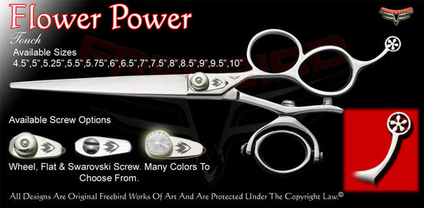 Flower Power 3 Hole Double V Swivel Touch Grooming Shears