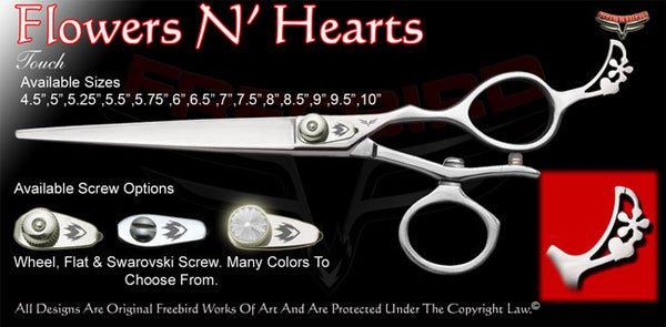 Flowers N Hearts V Swivel Touch Grooming Shears