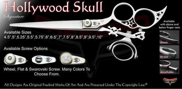 Hollywood Skull 3 Hole Double Swivel Thumb Signature Grooming Shears