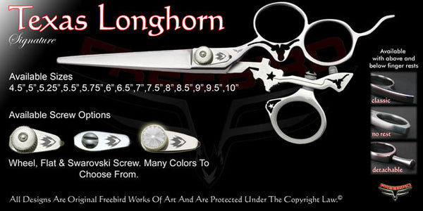 Texas Longhorn 3 Hole Swivel Thumb Signature Hair Shears